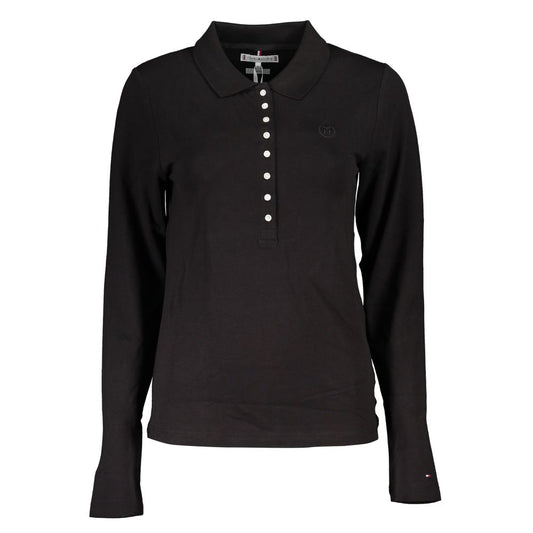 Tommy Hilfiger – Schwarzes Poloshirt aus Baumwolle für Damen