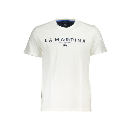 La Martina – Schickes, weißes T-Shirt mit Rundhalsausschnitt und Logo-Print