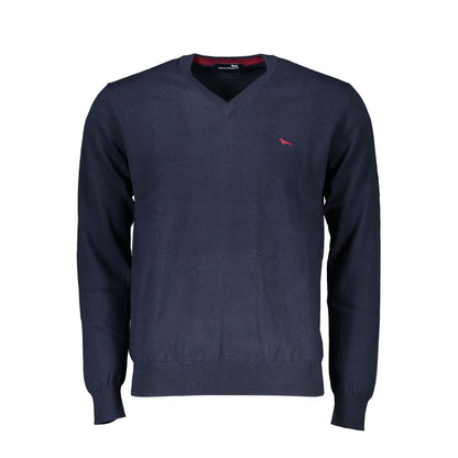 Harmont &amp; Blaine Blauer Pullover mit V-Ausschnitt und Stickerei