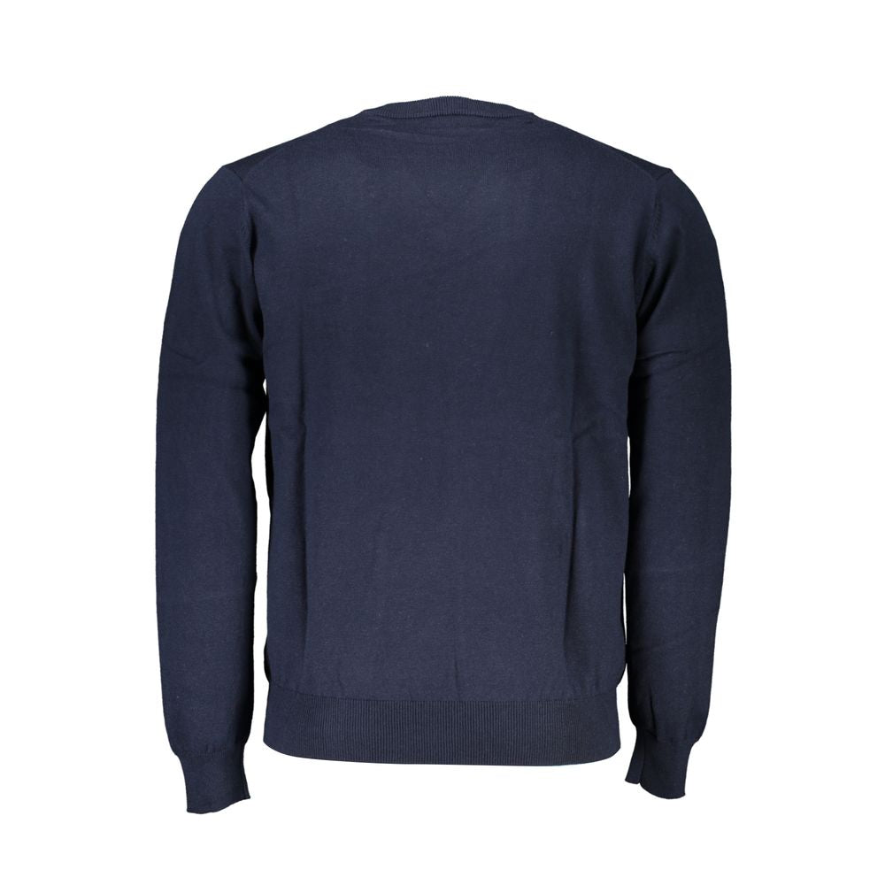 Harmont &amp; Blaine Blauer Pullover mit V-Ausschnitt und Stickerei