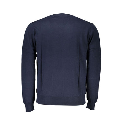 Harmont &amp; Blaine Blauer Pullover mit V-Ausschnitt und Stickerei