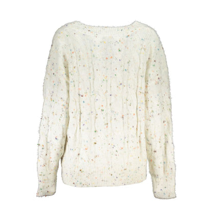 Desigual – Schicker Pullover mit V-Ausschnitt und Kontrastdesign und Logodetail