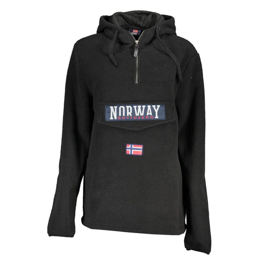 Norwegen 1963 Elegantes schwarzes Kapuzensweatshirt mit halbem Reißverschluss