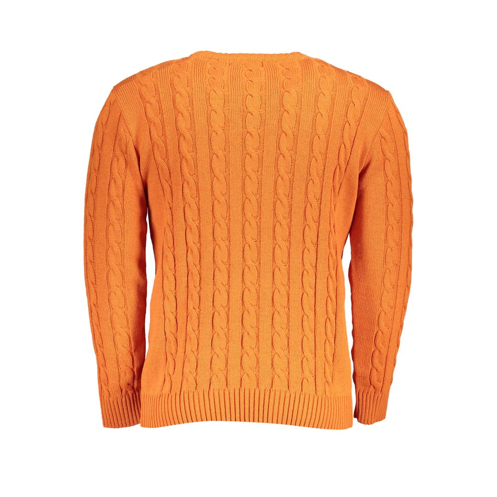 Orangefarbener Pullover aus US Grand Polo-Stoff