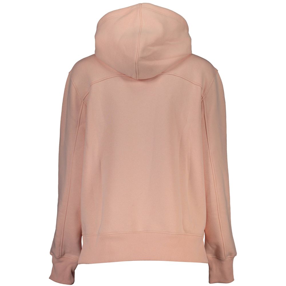 Calvin Klein – Schickes, rosa Fleece-Kapuzensweatshirt mit Logo-Stickerei