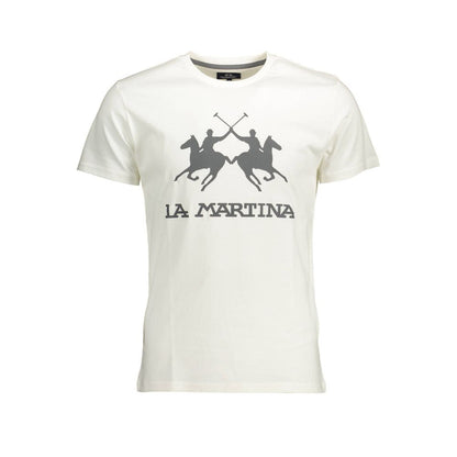 La Martina Elegantes weißes Rundhals-T-Shirt aus Baumwolle