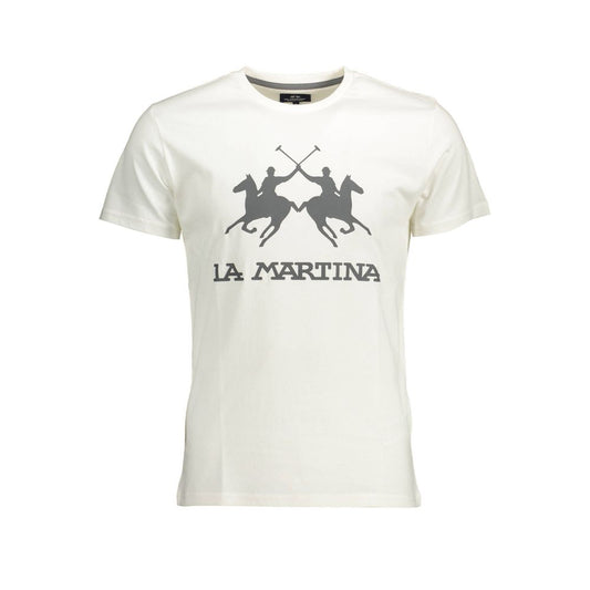 La Martina Elegantes weißes Rundhals-T-Shirt aus Baumwolle