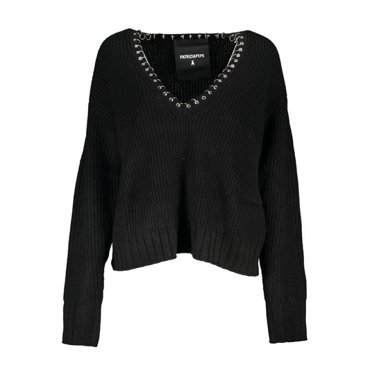 Patrizia Pepe Eleganter Langarmpullover mit V-Ausschnitt und schicken Details