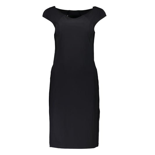 Patrizia Pepe Elegant Black Boat Neck Dress with Wide Straps