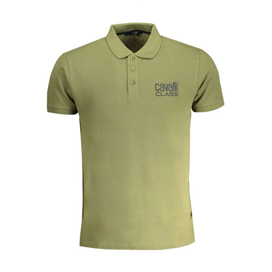 Cavalli Class Green Cotton Polo Shirt