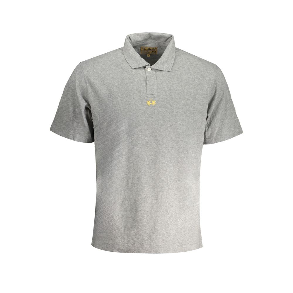 La Martina Gray Cotton Polo Shirt