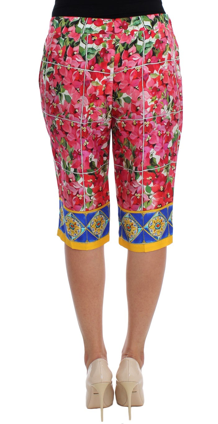 Pantaloni corti capris al ginocchio floreali multicolori