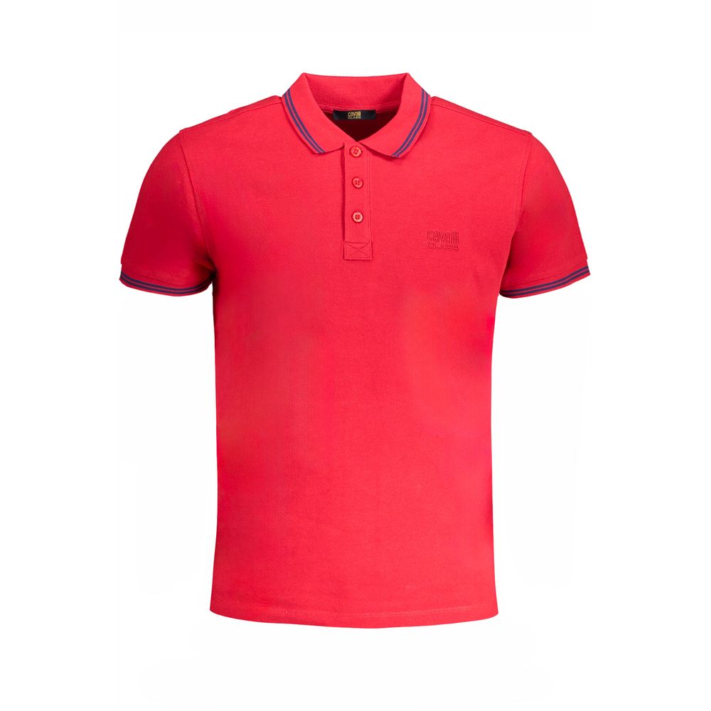 Cavalli Class Red Cotton Polo Shirt