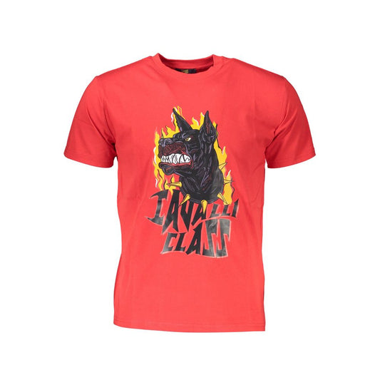 Cavalli Class Rotes Baumwoll-T-Shirt für Herren