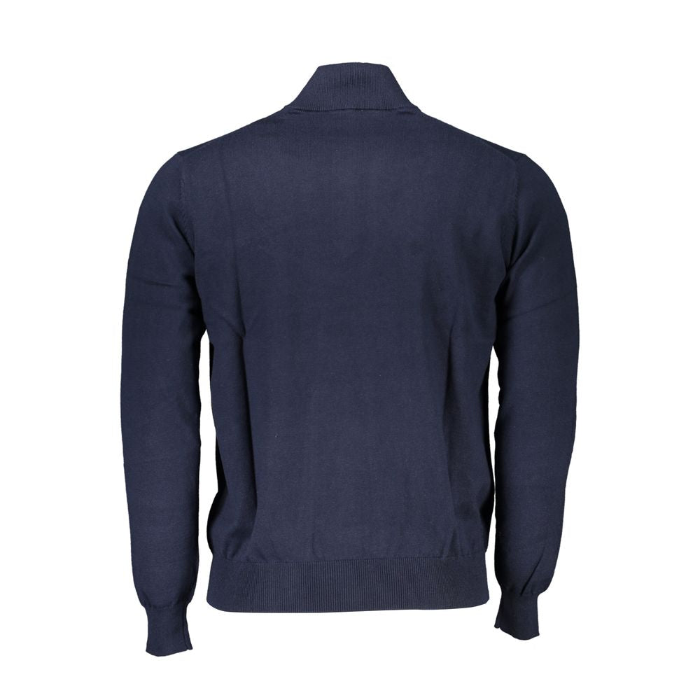 Harmont &amp; Blaine Schicker blauer Pullover mit halbem Reißverschluss und Stickdetail