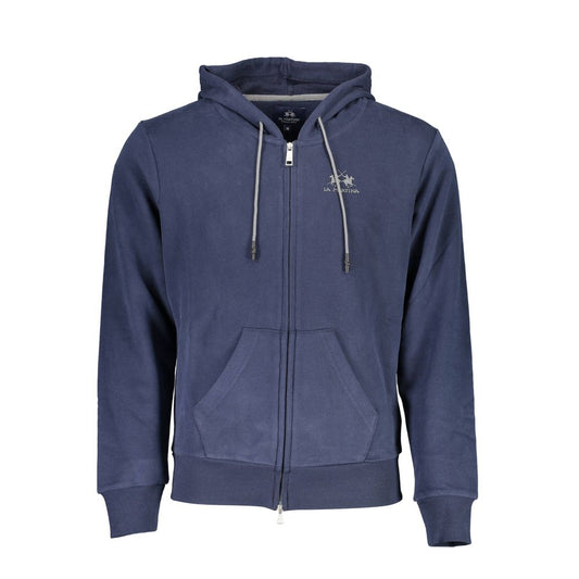 La Martina Elegantes blaues Kapuzensweatshirt mit Reißverschlussdetail