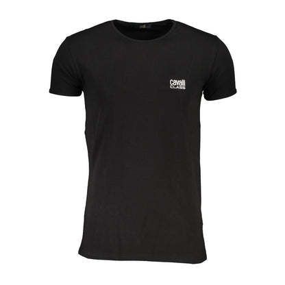 Schwarzes Baumwoll-T-Shirt „Cavalli Class“