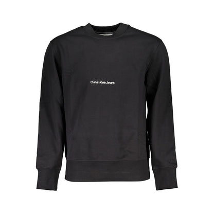 Calvin Klein – Schickes, schwarzes Fleece-Sweatshirt mit Rundhalsausschnitt