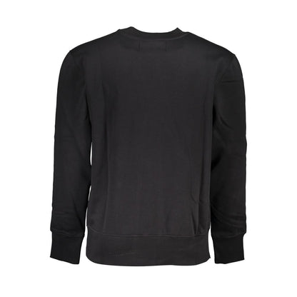 Calvin Klein – Schickes, schwarzes Fleece-Sweatshirt mit Rundhalsausschnitt