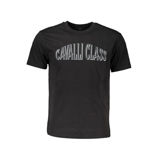 Cavalli Class Schwarzes Herren-T-Shirt aus Baumwolle