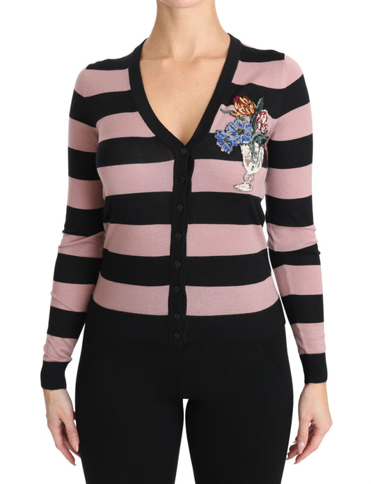 Dolce &amp; Gabbana Eleganter Kaschmir-Cardigan mit Blumenstickerei