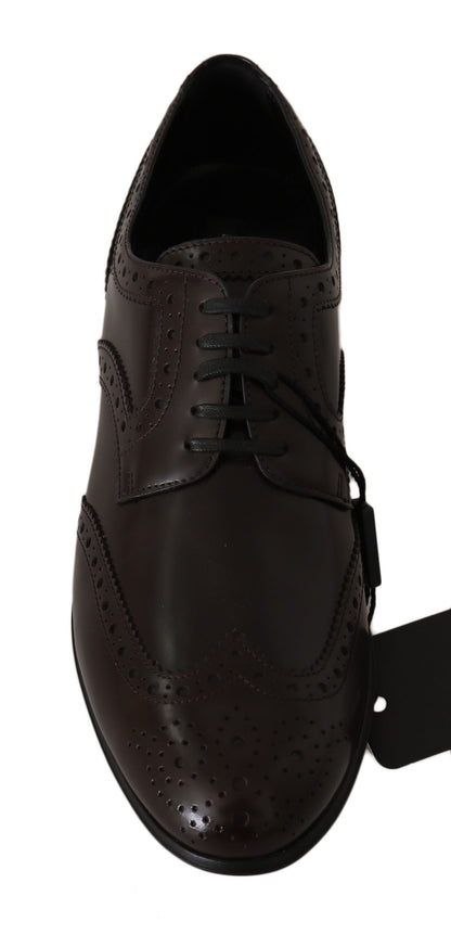 Scarpe Oxford con punta alari in pelle marrone broques