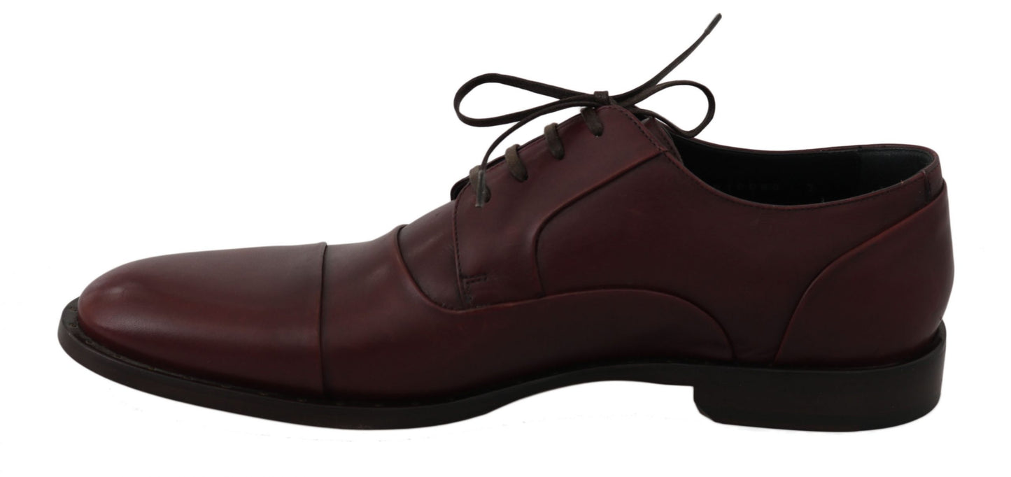 Derby-Schuhe aus rotem Bordeaux-Leder