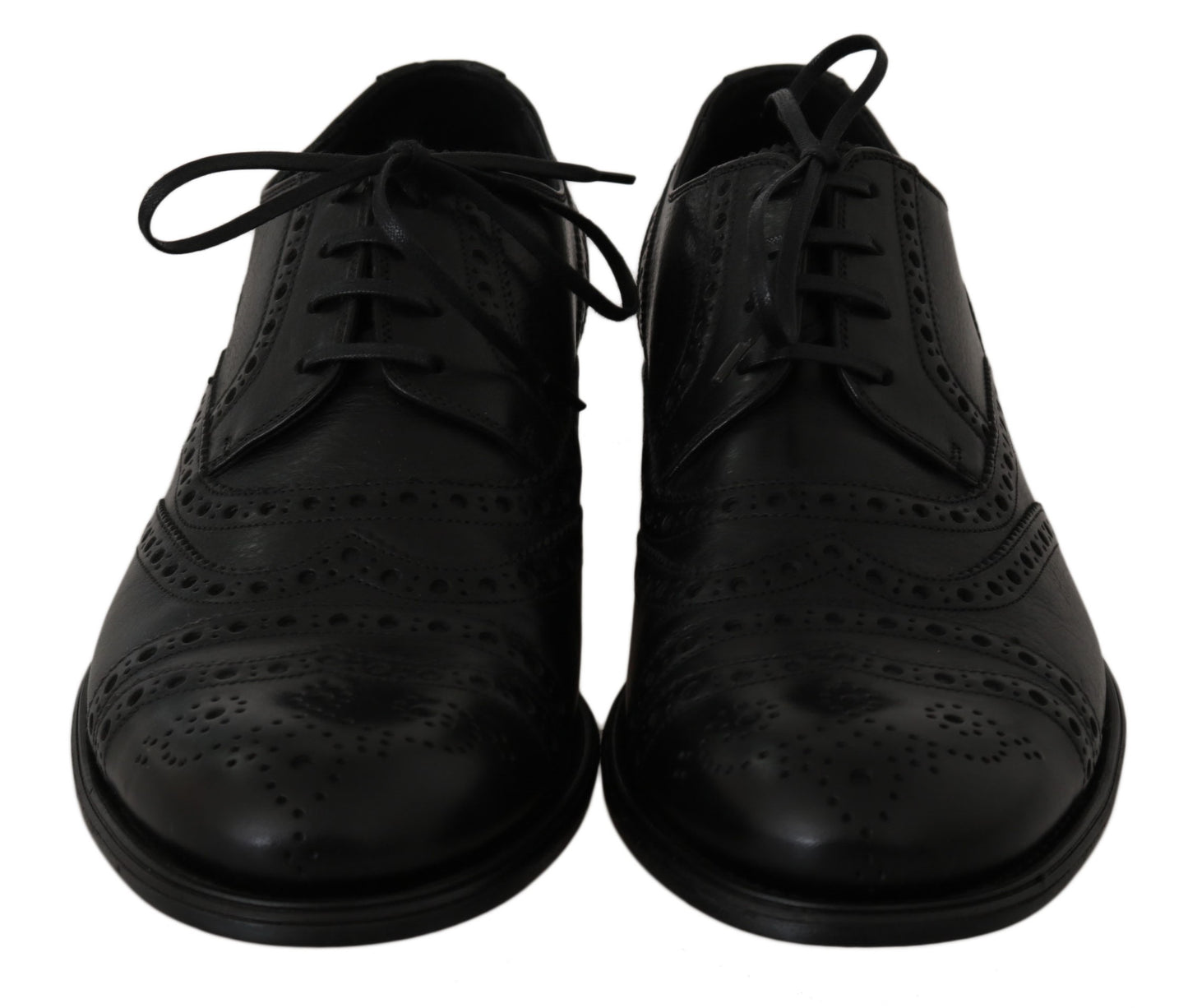 Scarpe eleganti Oxford con punta alare in pelle nera