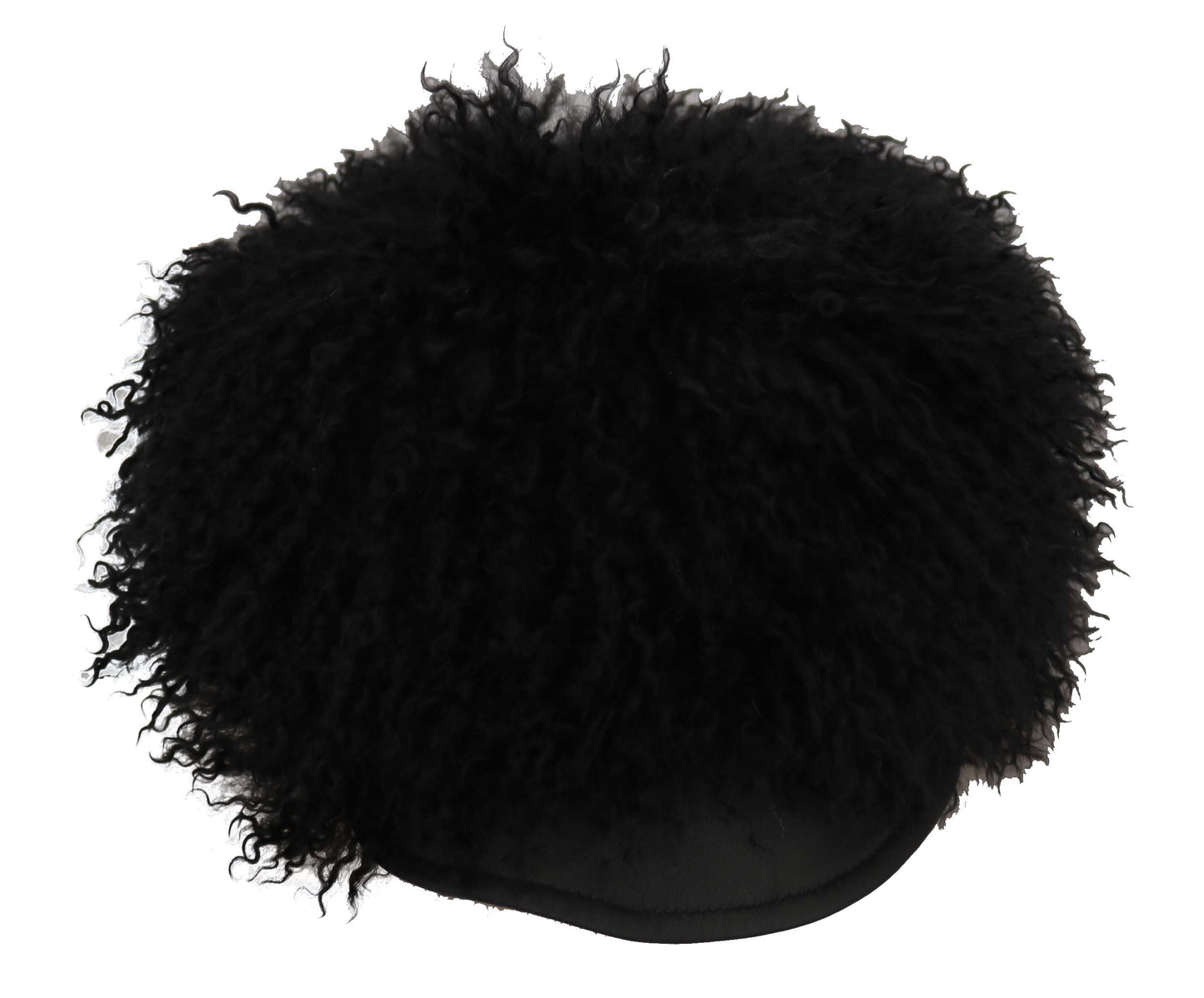 Cappello Gatsby in pelle di agnello nera del Tibet