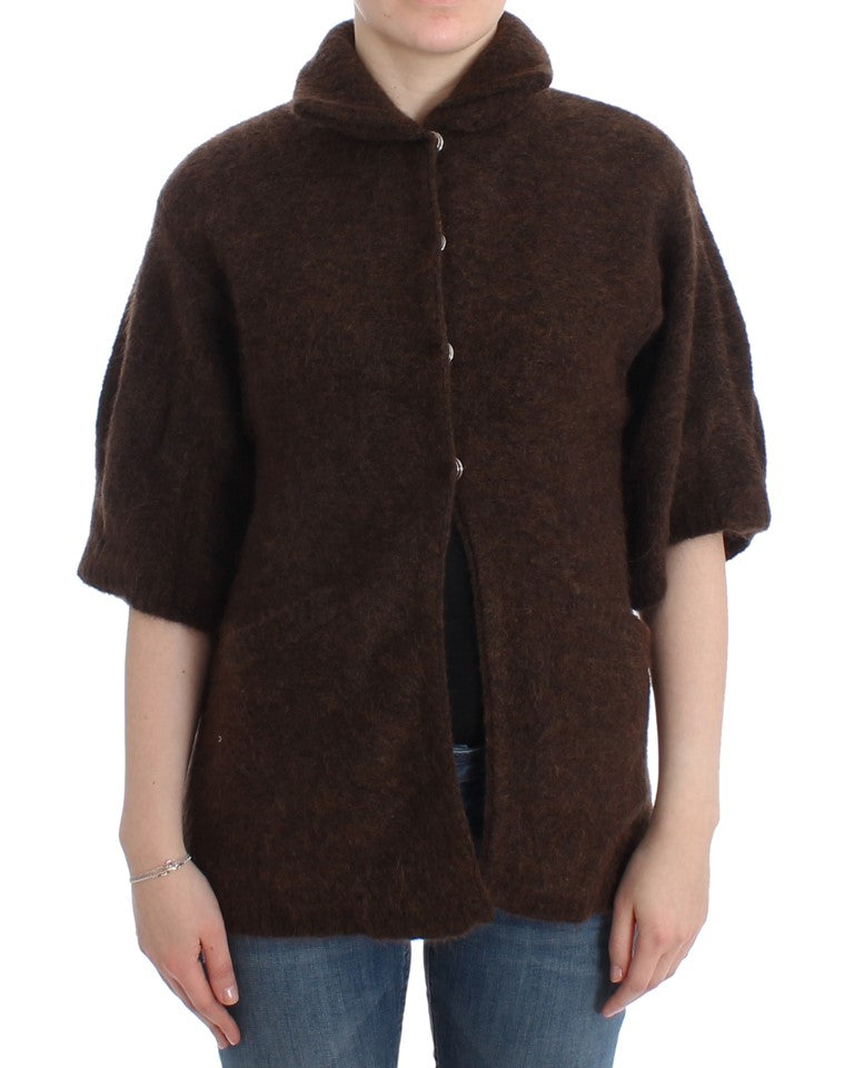 Cardigan tricoté en mohair marron