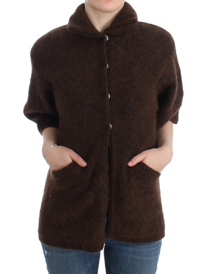 Cardigan tricoté en mohair marron