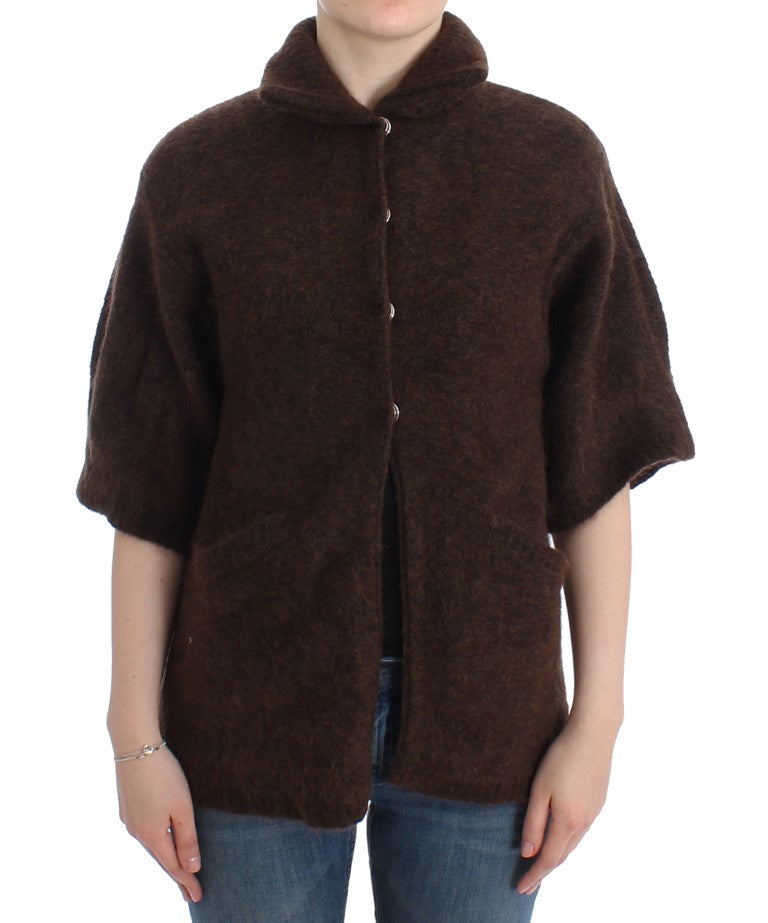 Cardigan in maglia di mohair marrone