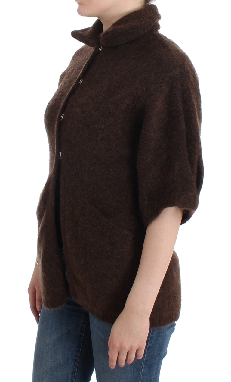 Cardigan in maglia di mohair marrone