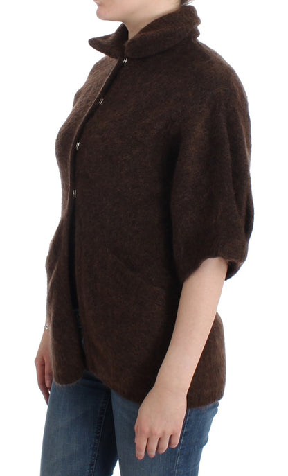 Cardigan tricoté en mohair marron