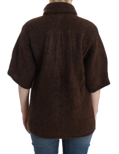 Cardigan tricoté en mohair marron