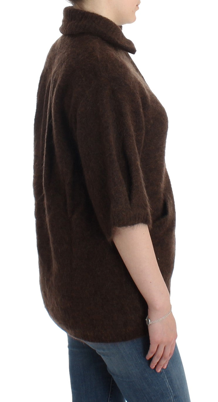 Cardigan tricoté en mohair marron