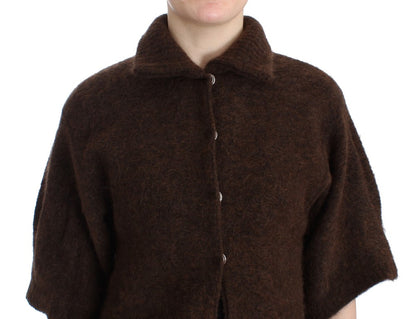 Cardigan tricoté en mohair marron