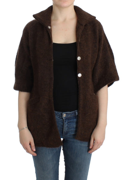 Cardigan in maglia di mohair marrone